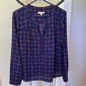 Skies Are Blue 3/4 Sleeve Navy Shirt with Cute Design and Arm Buttons